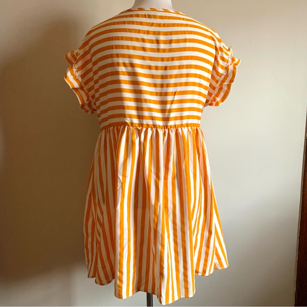 Shein Curve Short Flutter Sleeve Mini Striped Dre… - image 3